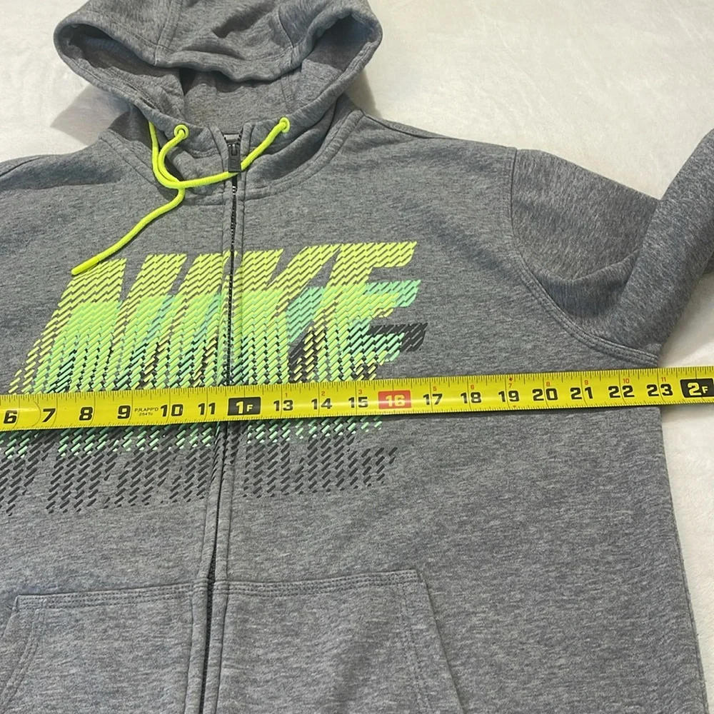 Nike Men’s Size L Gray Hoodie with Neon Yellow Accents
